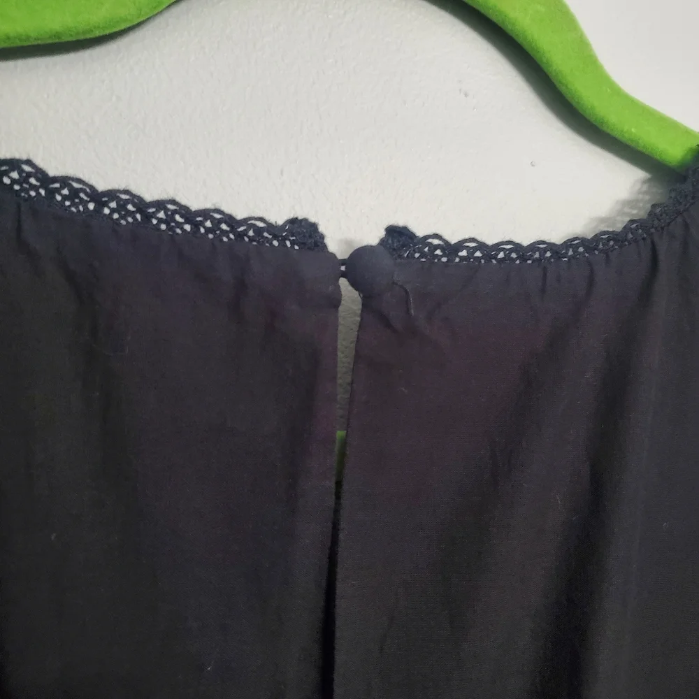 American Eagle Eyelet Tiered Smocked Lined Midi Dress Black Cottagecore NWOT M - Picture 10 of 16